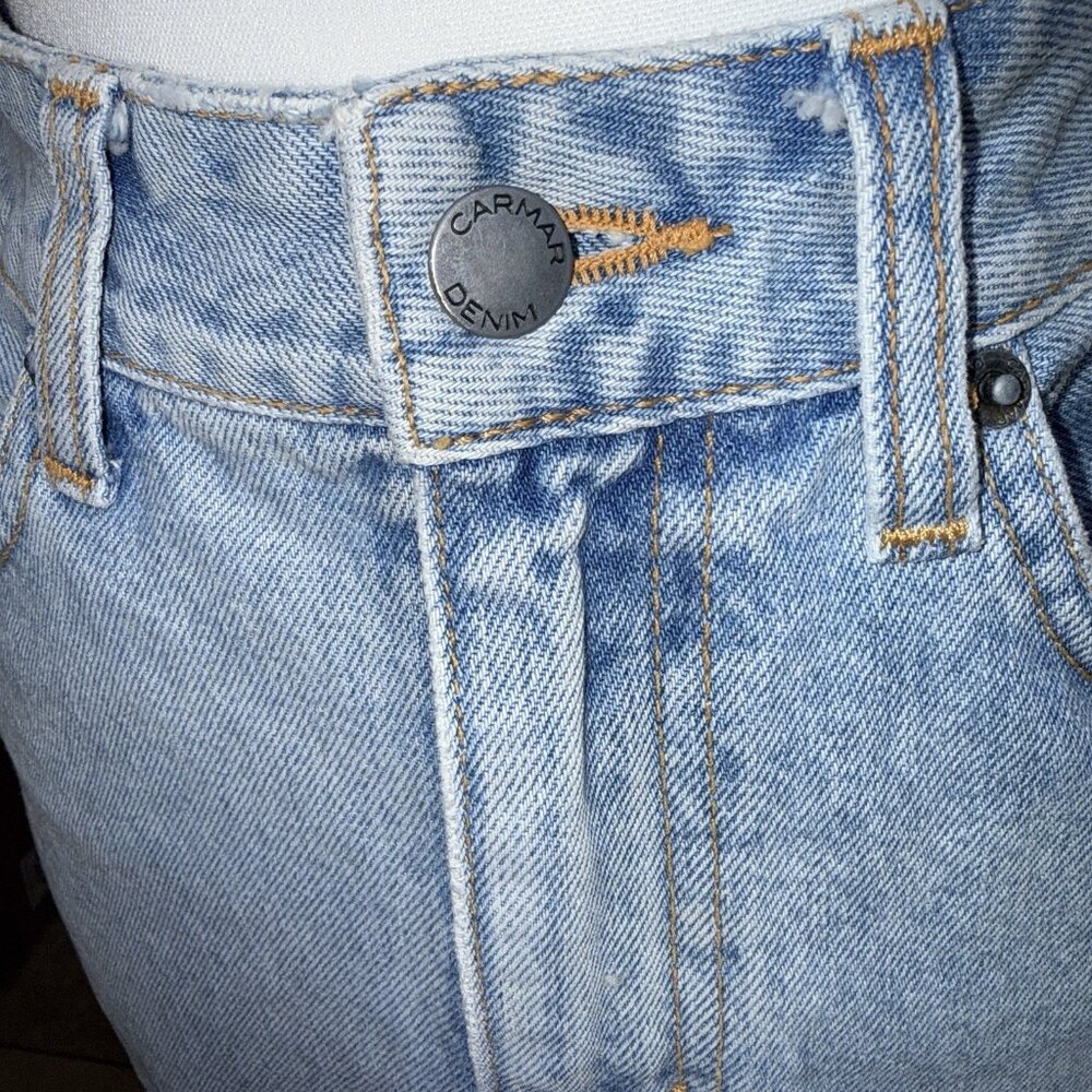 Carmar Colin Jean Skirt With Crystal Star Patches Size  25 MSRP $216 - Picture 7 of 10